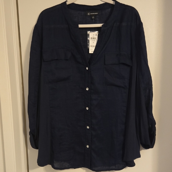INC International Concepts Tops - INC International Concepts Dark Blue Blouse